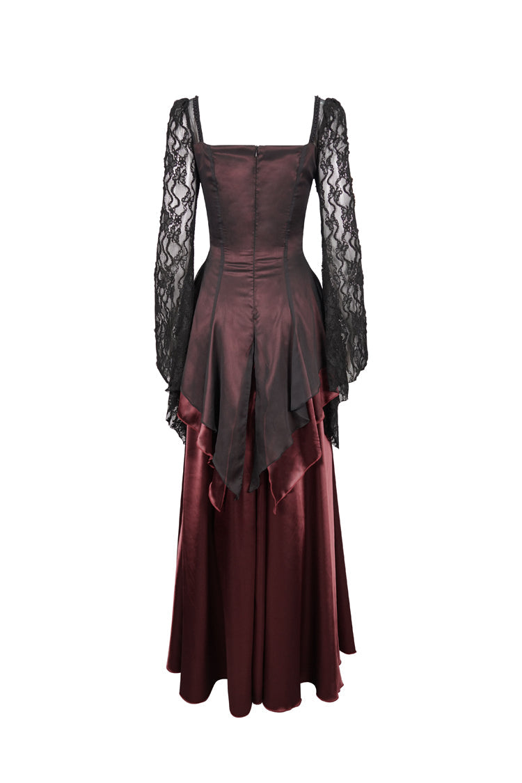 Gothic Lolita Dress - Lace Pointy Large Back, Red, Zipper Detail, Women's Style, Lace Trim - additional product view 7