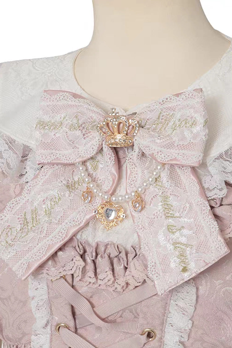 Gothic Lolita Dress - Lapel Collar Jacquard Ruffled, 2 Colors, Plus Size, Sweet Style - additional product view 2