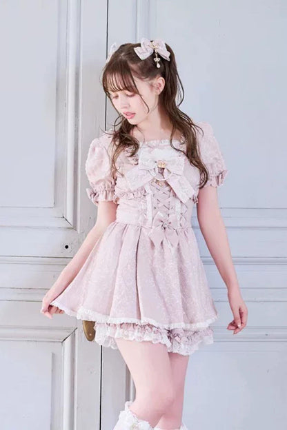 Gothic Lolita Dress - Lapel Collar Jacquard Ruffled, 2 Colors, Plus Size, Sweet Style - additional product view 4