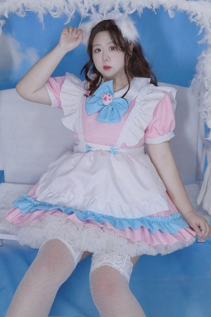 Gothic Lolita Dress - Lapel Collar Ruffled Plus, Pink, Plus Size, Sweet Style - additional product view 2