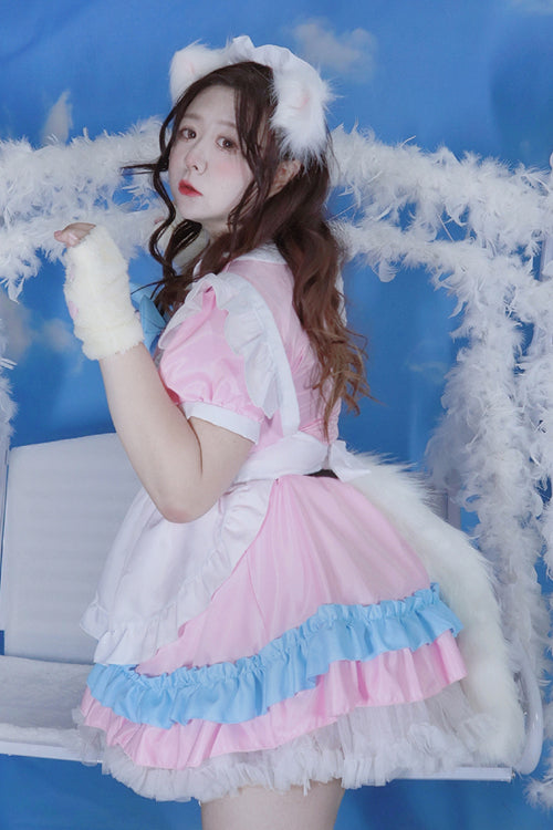 Gothic Lolita Dress - Lapel Collar Ruffled Plus, Pink, Plus Size, Sweet Style - additional product view 4