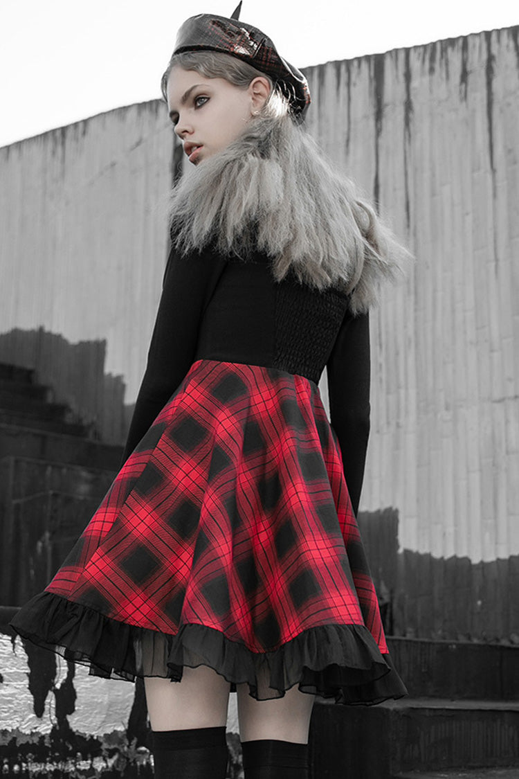 Gothic Lolita Dress - Lattice Plaid Stitching Binding, 2 Colors, Plaid, Women's Style - additional product view 4