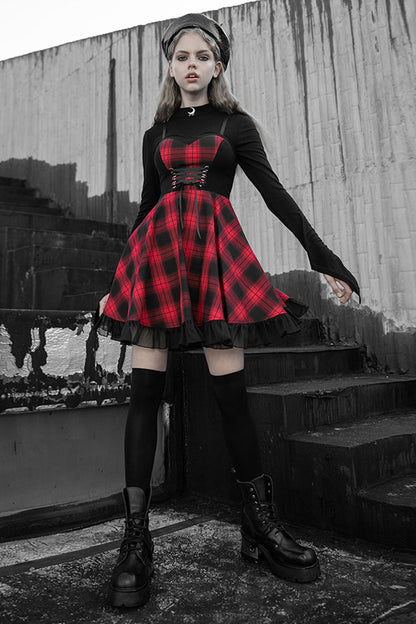Gothic Lolita Dress - Lattice Plaid Stitching Binding, 2 Colors, Plaid, Women's Style - additional product view 5