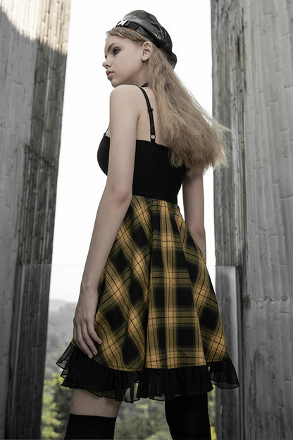 Gothic Lolita Dress - Lattice Plaid Stitching Binding, 2 Colors, Plaid, Women's Style - additional product view 7