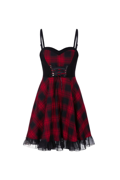 Gothic Lolita Dress - Lattice Plaid Stitching Binding, 2 Colors, Plaid, Women's Style - additional product view 9