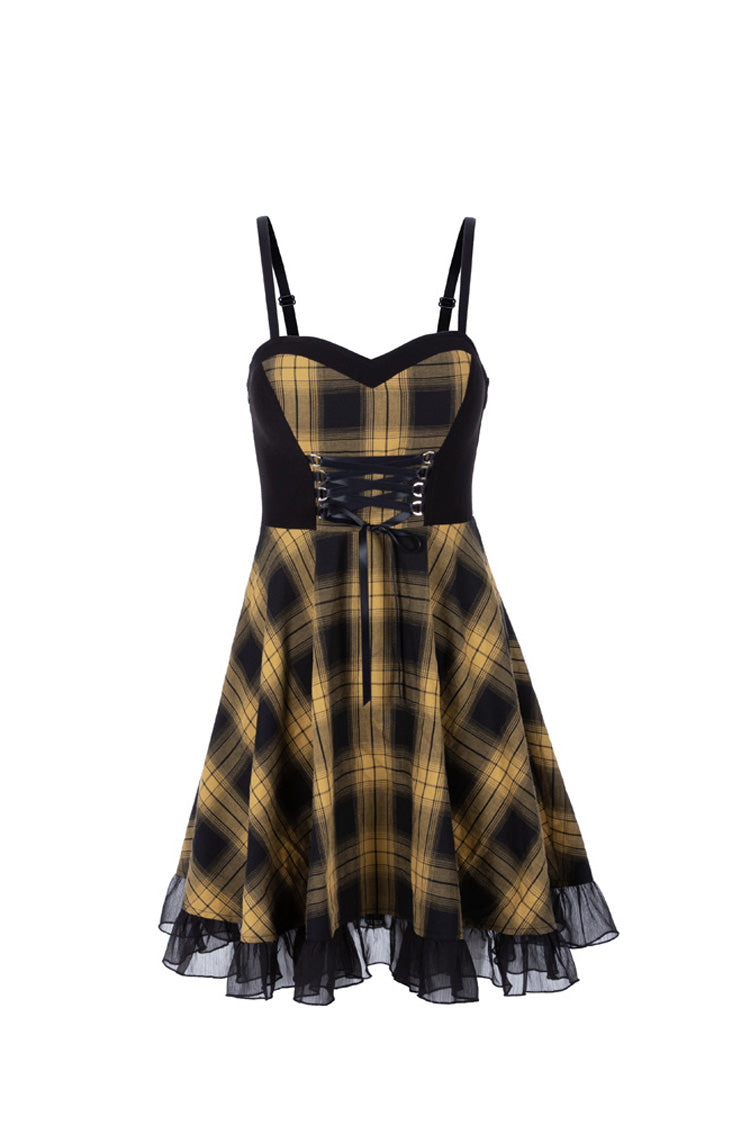Gothic Lolita Dress - Lattice Plaid Stitching Binding, 2 Colors, Plaid, Women's Style - additional product view 12