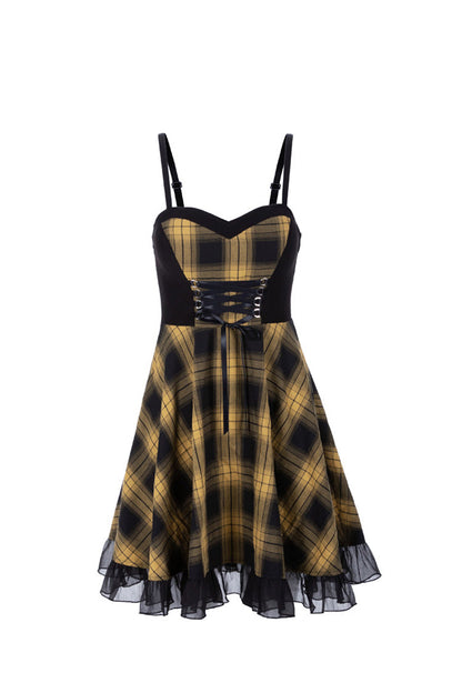 Gothic Lolita Dress - Lattice Plaid Stitching Binding, 2 Colors, Plaid, Women's Style - additional product view 12