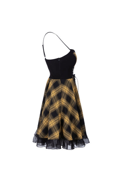 Gothic Lolita Dress - Lattice Plaid Stitching Binding, 2 Colors, Plaid, Women's Style - additional product view 13