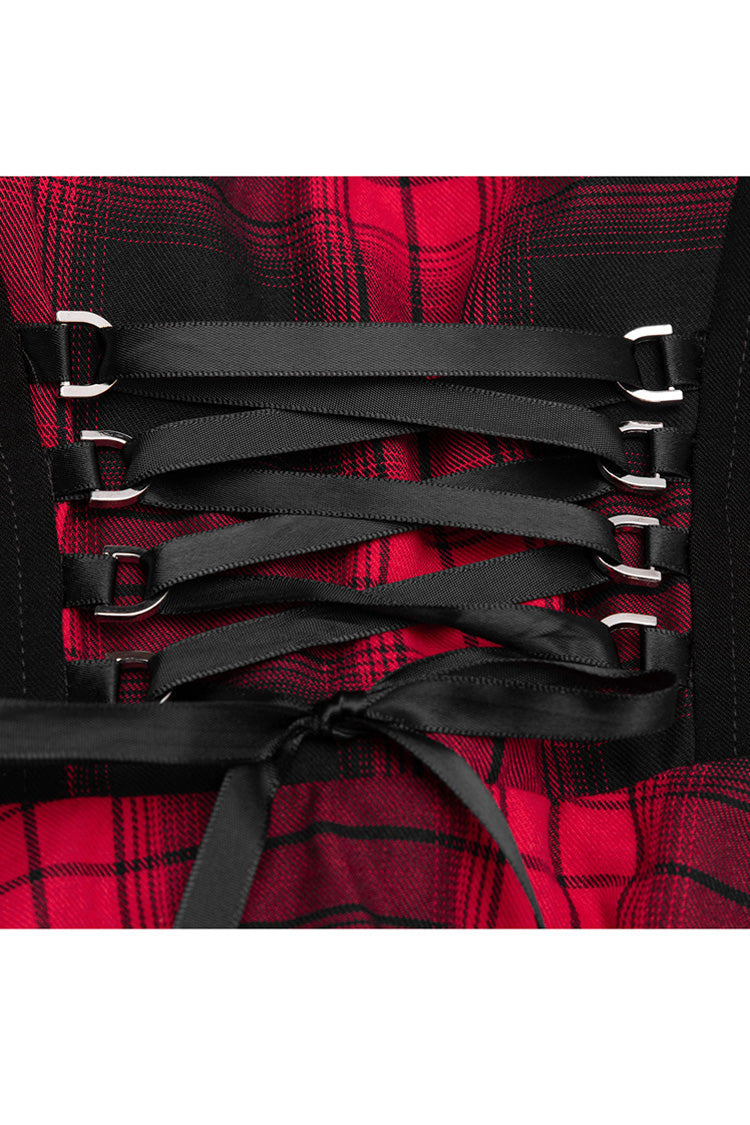 Gothic Lolita Dress - Lattice Plaid Stitching Binding, 2 Colors, Plaid, Women's Style - additional product view 18