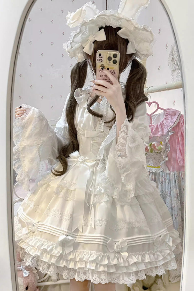 Gothic Lolita Dress - Layered Buttercream Frosting, White, Long Length, Short Length - additional product view 10