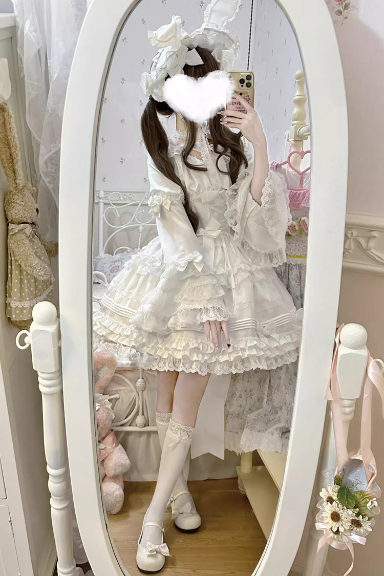 Gothic Lolita Dress - Layered Buttercream Frosting, White, Long Length, Short Length - additional product view 11