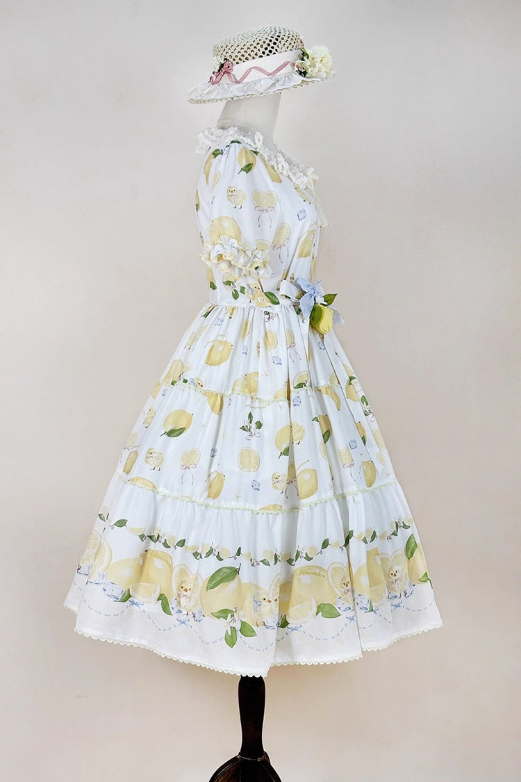 Gothic Lolita Dress - Lemon Chicken, White, Bow Detail, Lace Trim, Ruffled - additional product view 8