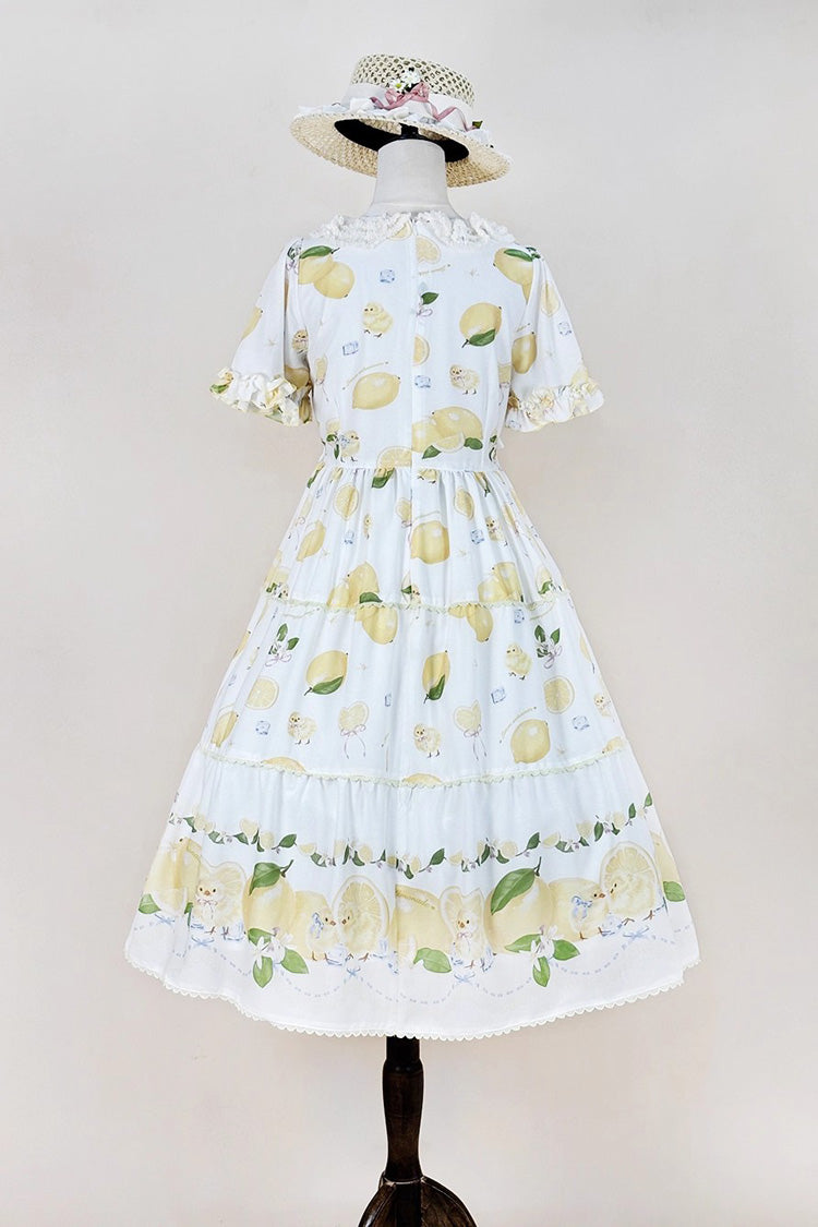 Gothic Lolita Dress - Lemon Chicken, White, Bow Detail, Lace Trim, Ruffled - additional product view 9