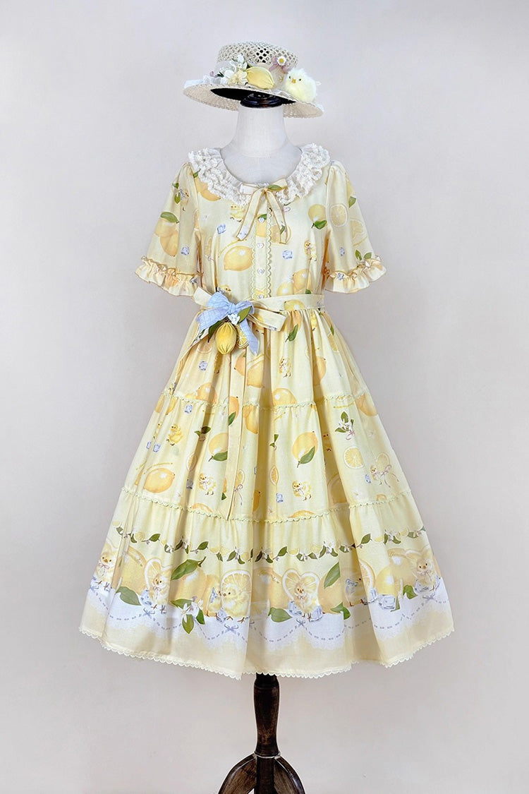 Gothic Lolita Dress - Lemon Chicken, Yellow, Printed, Sweet Style, Bow Detail - additional product view 3