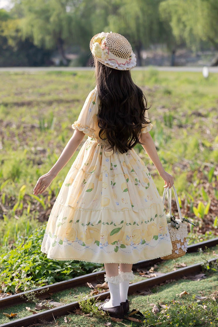 Gothic Lolita Dress - Lemon Chicken, Yellow, Printed, Sweet Style, Bow Detail - additional product view 6