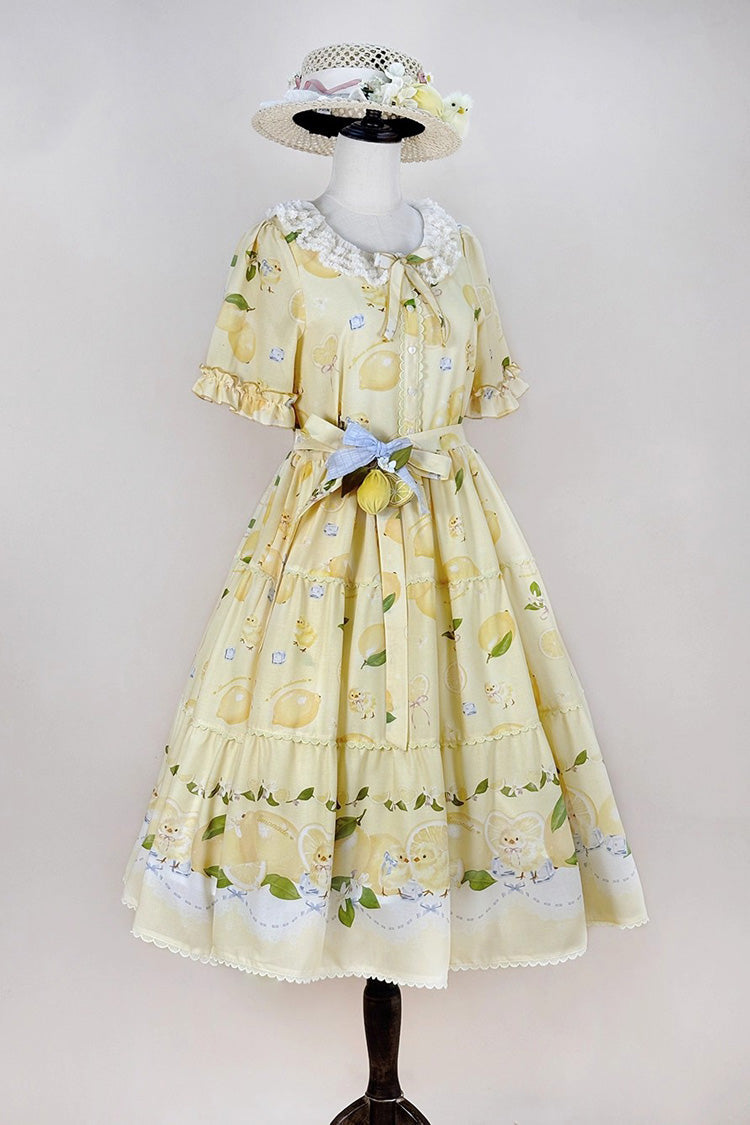 Gothic Lolita Dress - Lemon Chicken, Yellow, Printed, Sweet Style, Bow Detail - additional product view 7