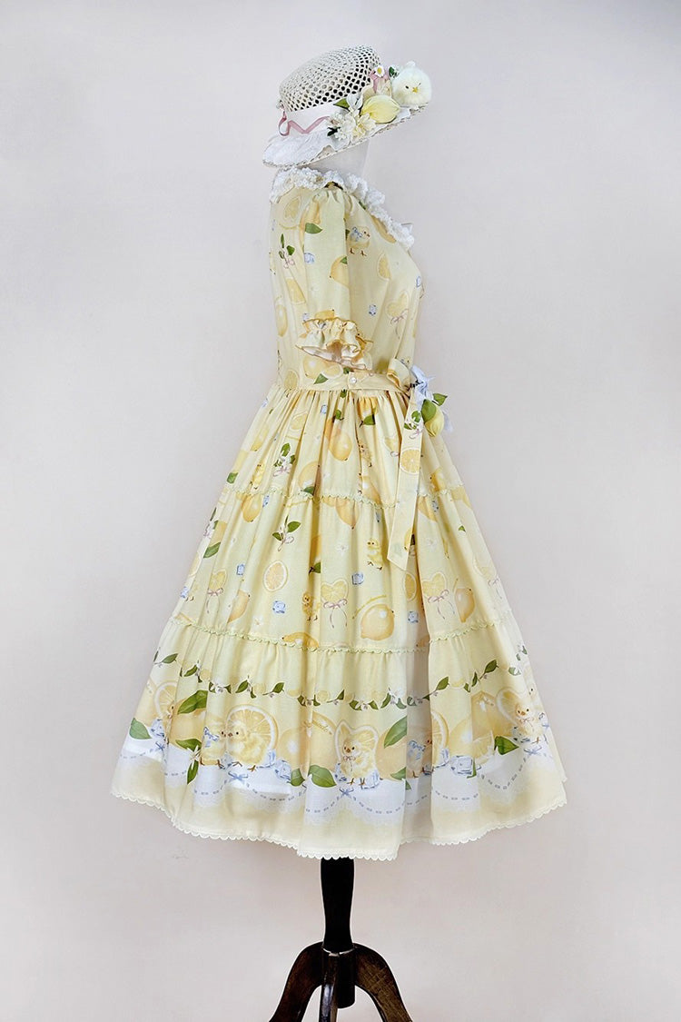 Gothic Lolita Dress - Lemon Chicken, Yellow, Printed, Sweet Style, Bow Detail - additional product view 8