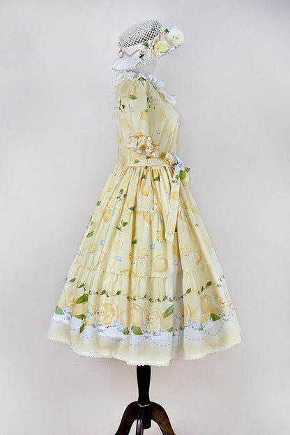 Gothic Lolita Dress - Lemon Chicken, Yellow, Printed, Sweet Style, Bow Detail - additional product view 8