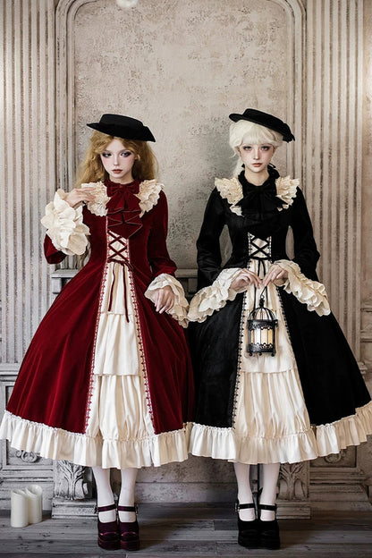 Gothic Lolita Dress - Letters And Poems · Nutcracker, Red, Lace-Up, Long Sleeves - additional product view 2