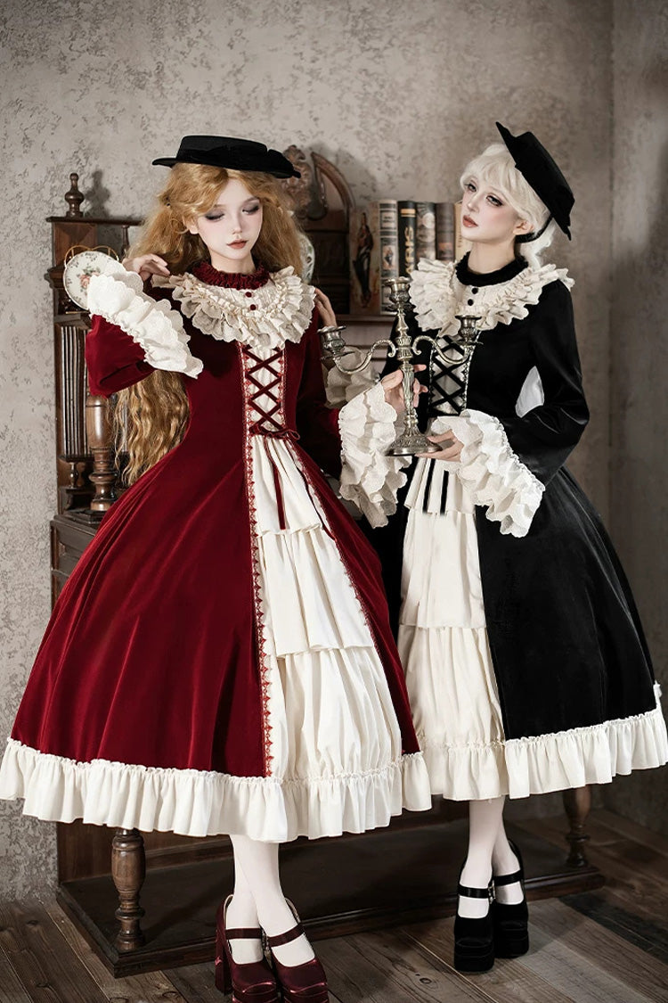 Gothic Lolita Dress - Letters And Poems · Nutcracker, Red, Lace-Up, Long Sleeves - additional product view 4