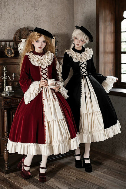 Gothic Lolita Dress - Letters And Poems · Nutcracker, Red, Lace-Up, Long Sleeves - additional product view 5