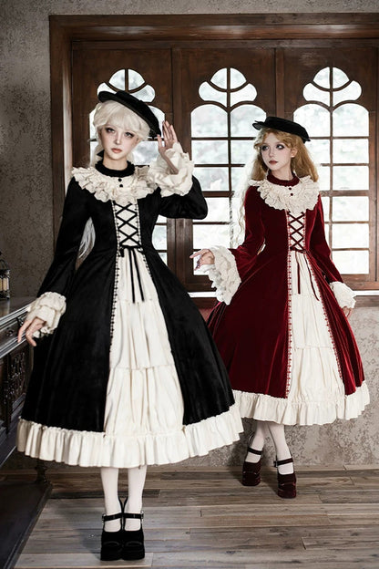 Gothic Lolita Dress - Letters And Poems · Nutcracker, Red, Lace-Up, Long Sleeves - additional product view 6