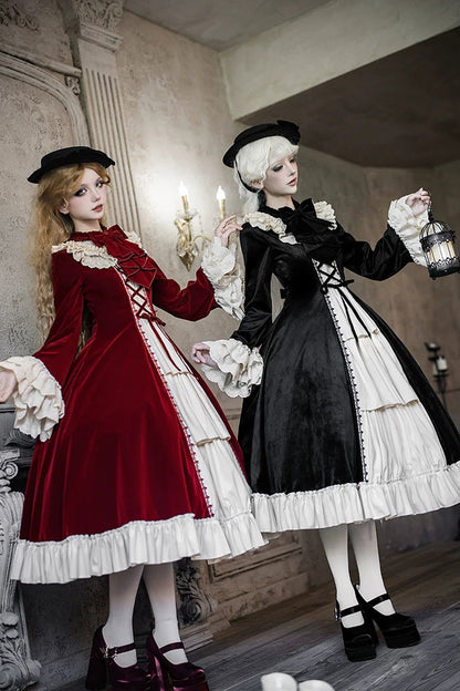 Gothic Lolita Dress - Letters And Poems · Nutcracker, Red, Lace-Up, Long Sleeves - additional product view 7