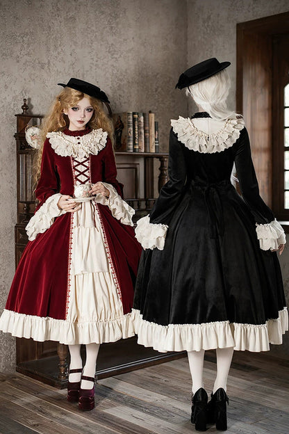 Gothic Lolita Dress - Letters And Poems · Nutcracker, Red, Lace-Up, Long Sleeves - additional product view 9