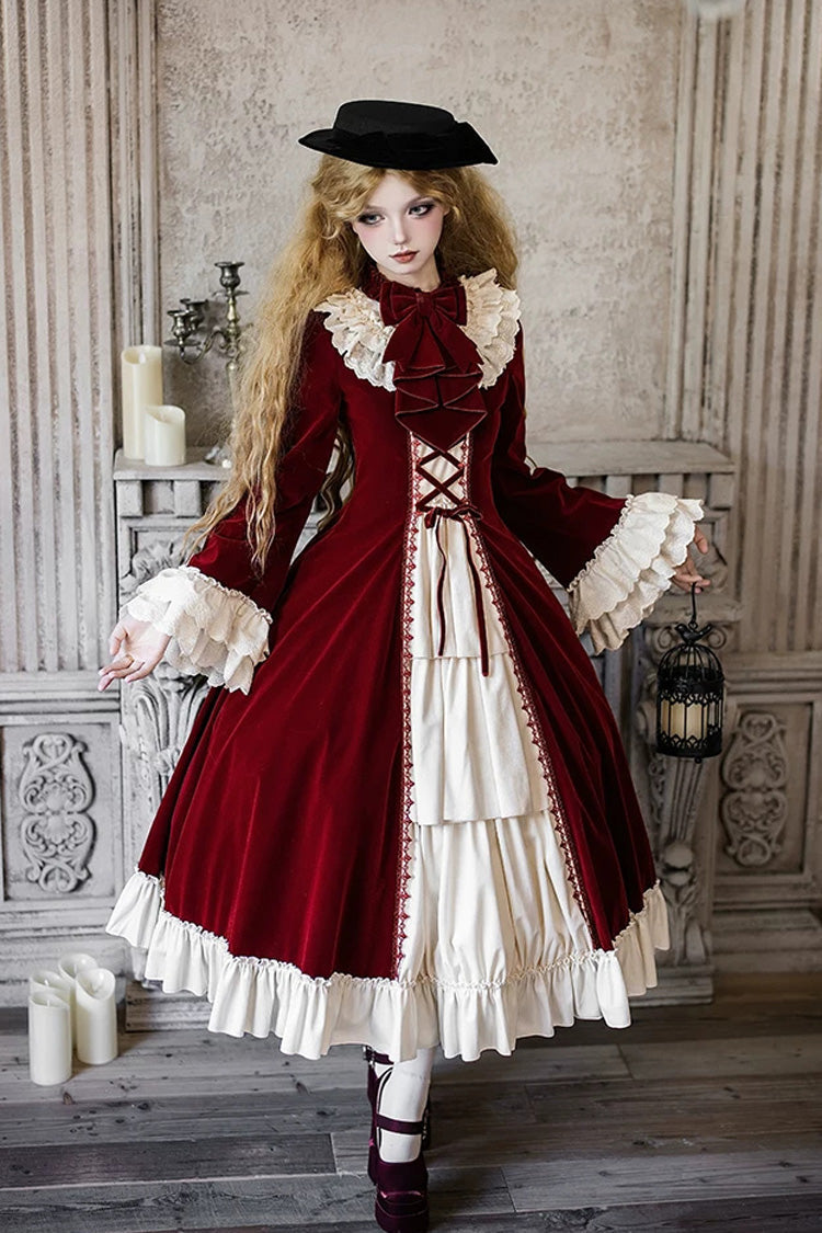Gothic Lolita Dress - Letters And Poems · Nutcracker, Red, Lace-Up, Long Sleeves - additional product view 11