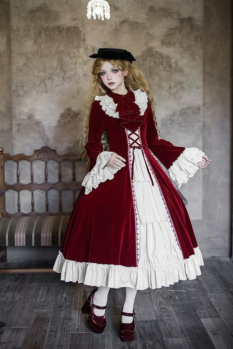 Gothic Lolita Dress - Letters And Poems · Nutcracker, Red, Lace-Up, Long Sleeves - additional product view 12