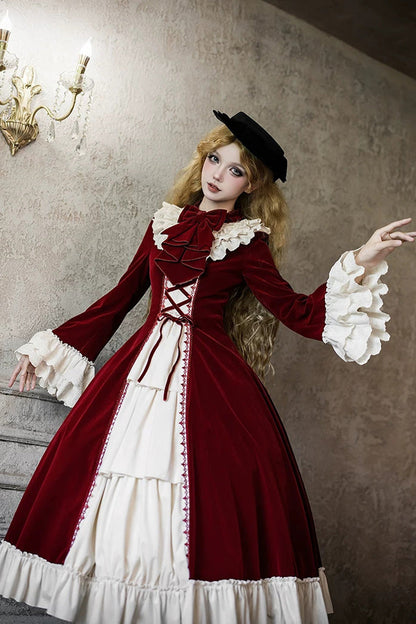 Gothic Lolita Dress - Letters And Poems · Nutcracker, Red, Lace-Up, Long Sleeves - additional product view 13