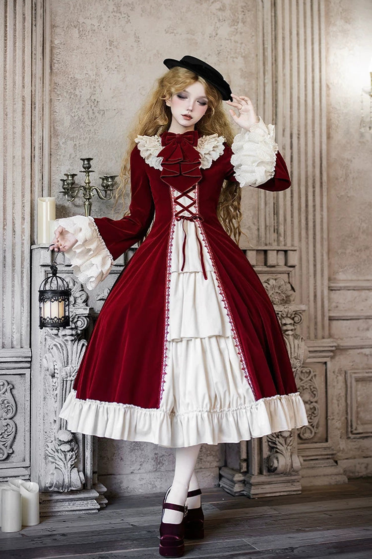 Gothic Lolita Dress - Letters And Poems · Nutcracker, Red, Lace-Up, Long Sleeves - main product image