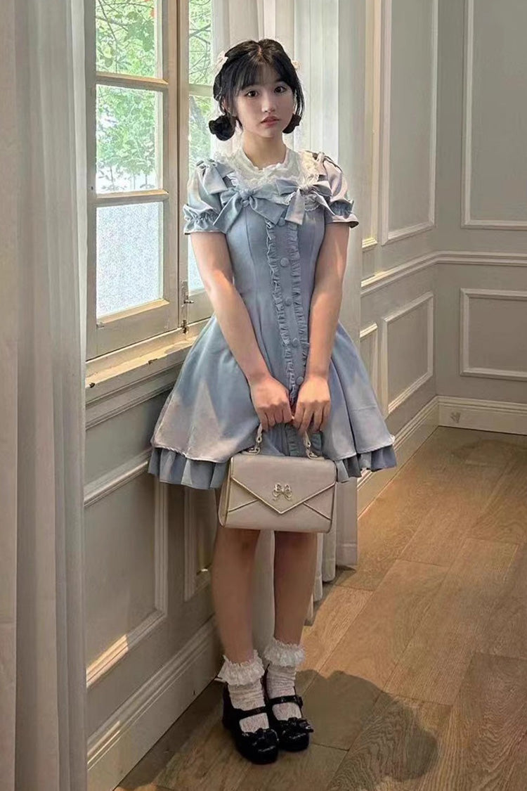 Gothic Lolita Dress - Light Blue Annie's Gift, Blue, Short Version, Plus Size - additional product view 3