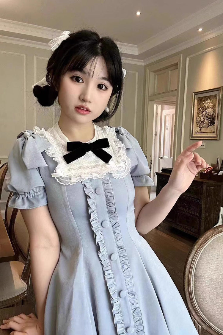 Gothic Lolita Dress - Light Blue Annie's Gift, Blue, Short Version, Plus Size - additional product view 5