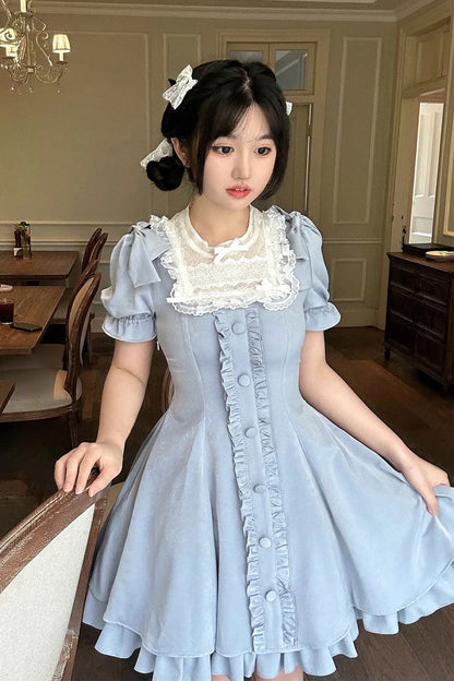 Gothic Lolita Dress - Light Blue Annie's Gift, Blue, Short Version, Plus Size - additional product view 6