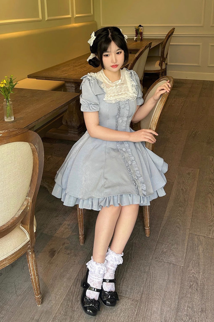 Gothic Lolita Dress - Light Blue Annie's Gift, Blue, Short Version, Plus Size - additional product view 7