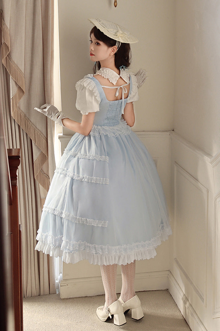Gothic Lolita Dress - Light Blue Confession Poem, Blue, Square Collar, Bow Detail, Ruffled - additional product view 10