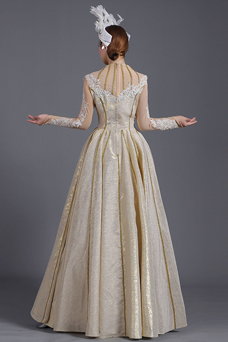 Gothic Lolita Dress - Light Golden, Gold, High Waist, Long Sleeves, Victorian Style - additional product view 4