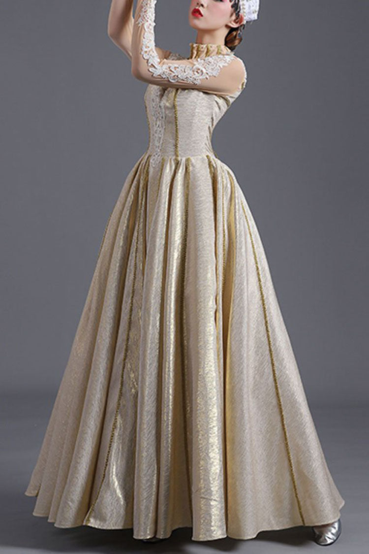 Gothic Lolita Dress - Light Golden, Gold, High Waist, Long Sleeves, Victorian Style - main product image