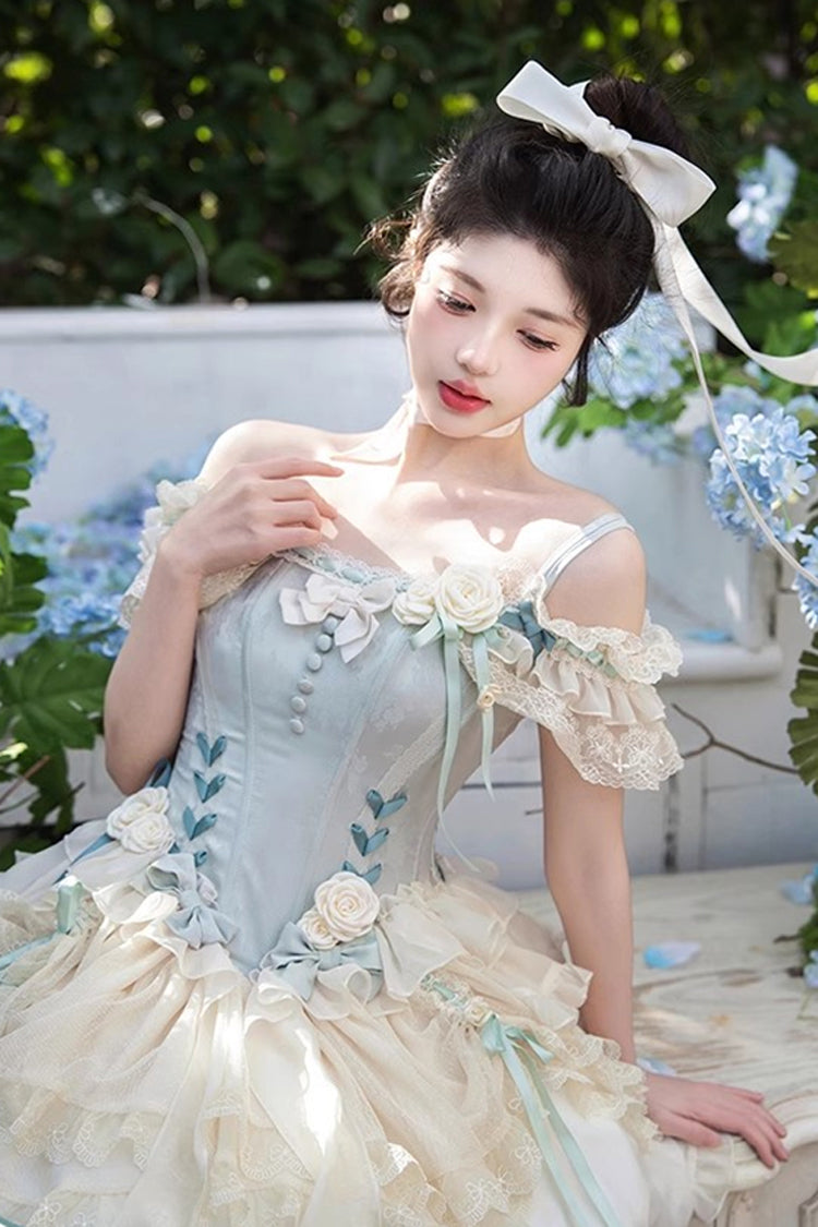 Gothic Lolita Dress - Light Green Off Shoulder, Green, Ruffled, Layered, Sweet Style - additional product view 8