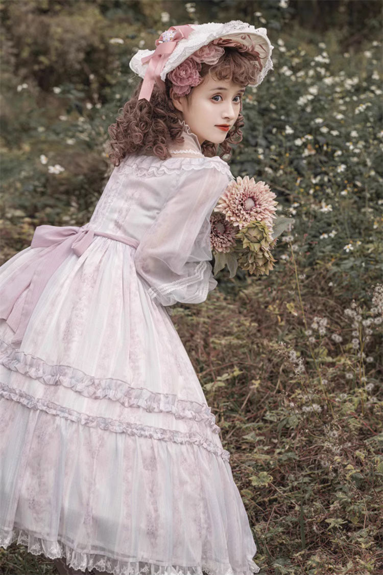 Gothic Lolita Dress - Light Purple, Purple, Plus Size, Bow Detail, Lace Trim - additional product view 7
