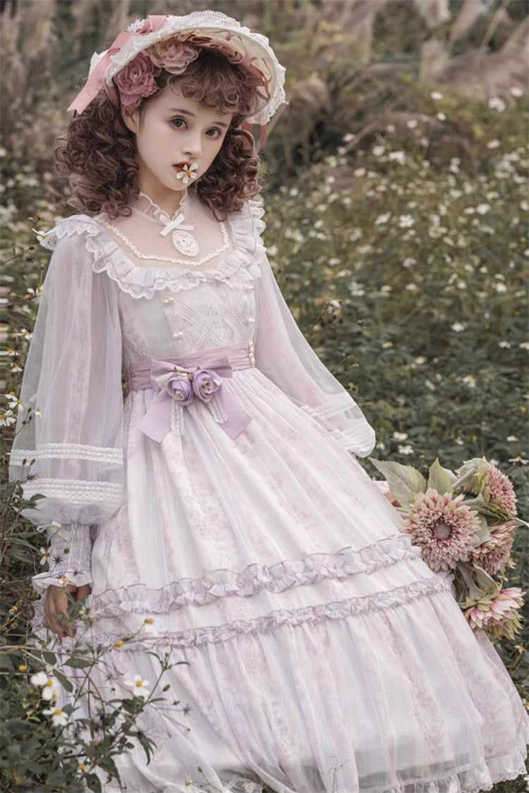 Gothic Lolita Dress - Light Purple, Purple, Plus Size, Bow Detail, Lace Trim - additional product view 8