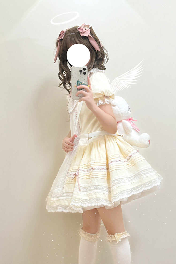 Gothic Lolita Dress - Light Yellow Doll Collar, Yellow, Printed, Sweet Style, Bow Detail - additional product view 8