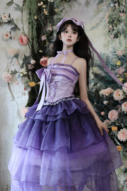 Gothic Lolita Dress - Lily Of The Valley In Falling, Purple, Lace-Up, Sweet Style - additional product view 2