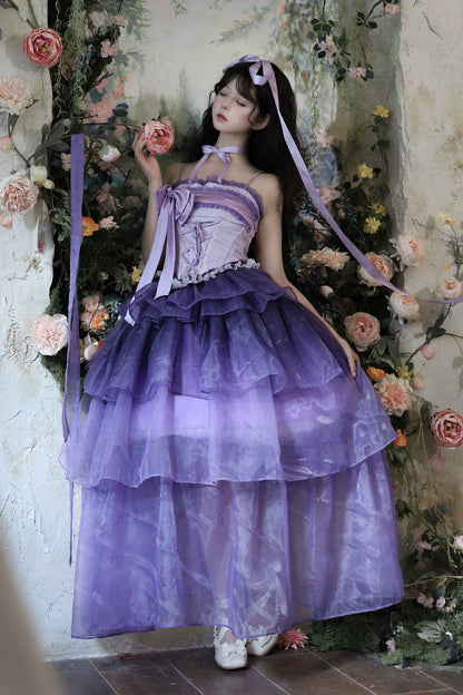 Gothic Lolita Dress - Lily Of The Valley In Falling, Purple, Lace-Up, Sweet Style - additional product view 3