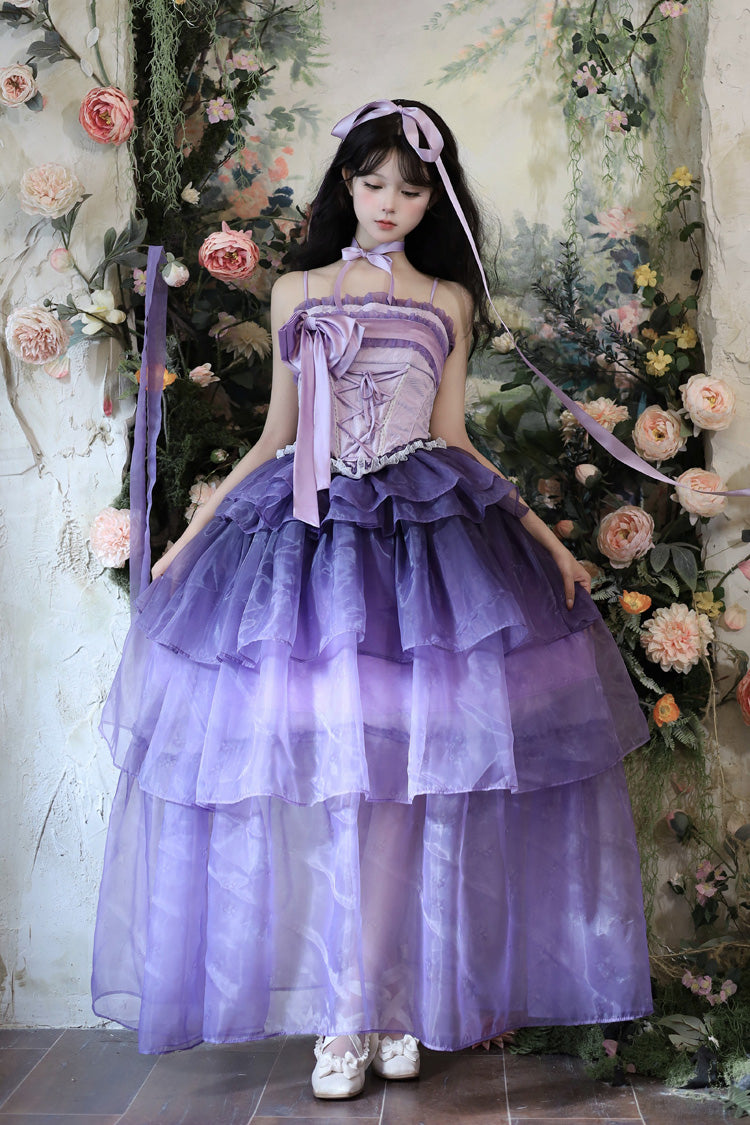 Gothic Lolita Dress - Lily Of The Valley In Falling, Purple, Lace-Up, Sweet Style - main product image
