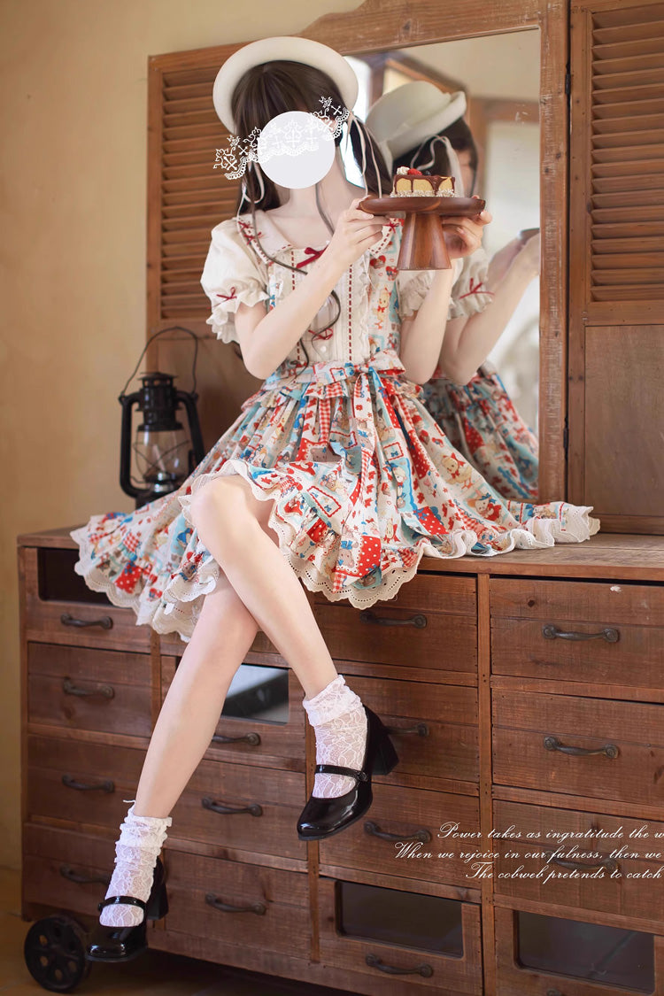 Gothic Lolita Dress - Linlang Painting Shop, Multi-Color, Bow Detail, Lace Trim, Ruffled - additional product view 2
