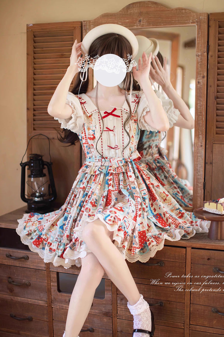 Gothic Lolita Dress - Linlang Painting Shop, Multi-Color, Bow Detail, Lace Trim, Ruffled - additional product view 3