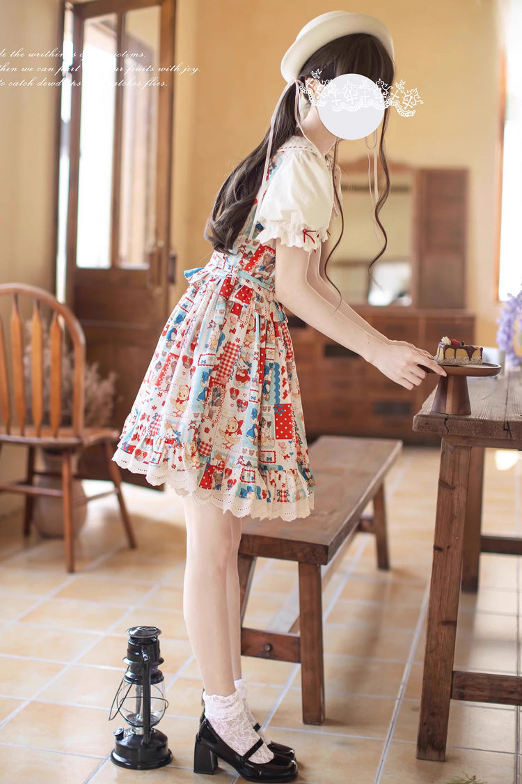 Gothic Lolita Dress - Linlang Painting Shop, Multi-Color, Bow Detail, Lace Trim, Ruffled - additional product view 5