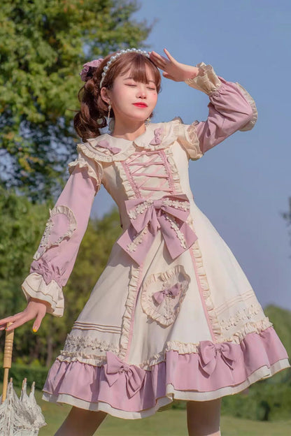 Gothic Lolita Dress - Little Florist, 2 Colors, Plus Size, Sweet Style, Bow Detail - main product image